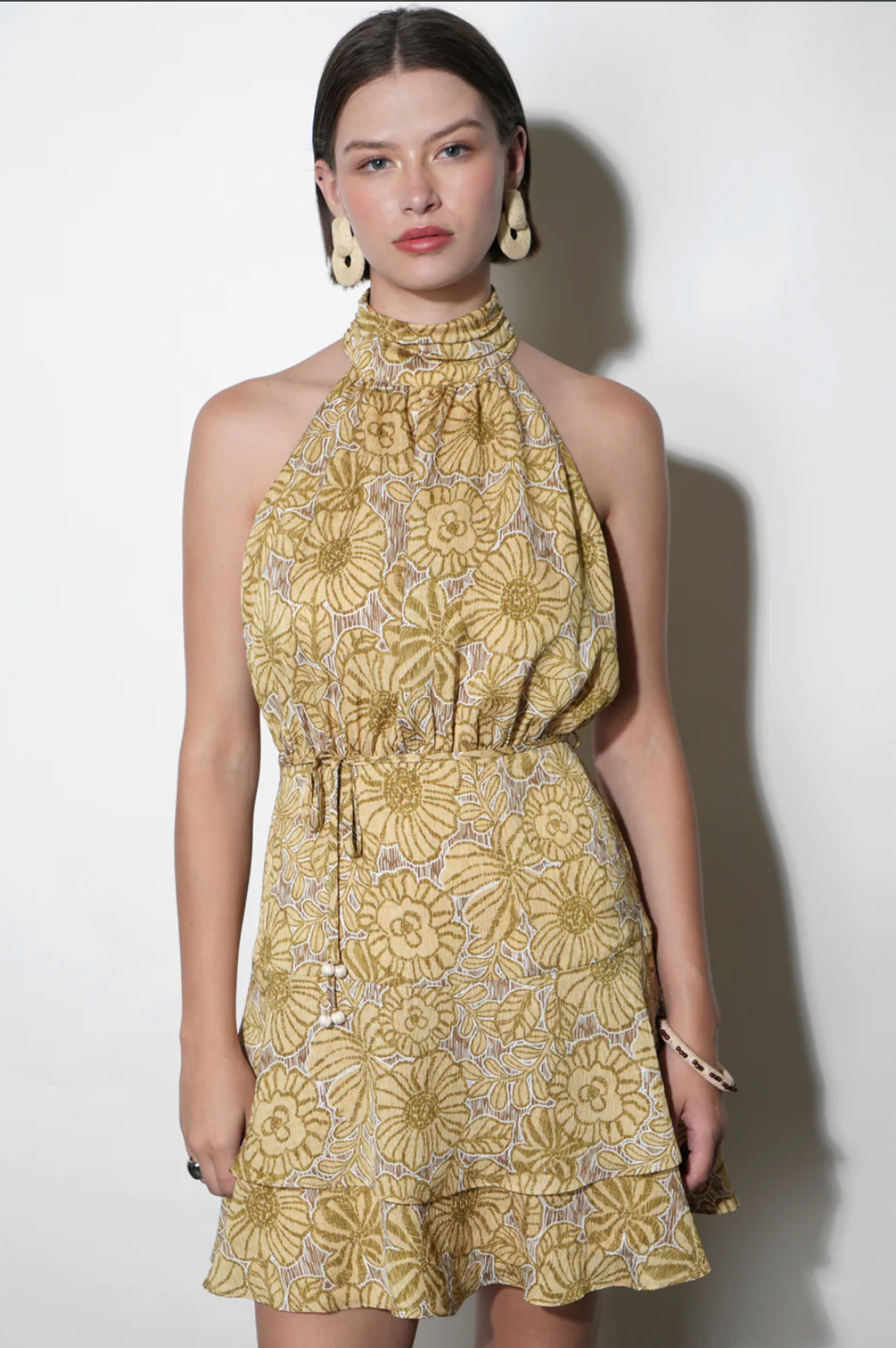 Gianna Flounce Hem Halter Mini Dress