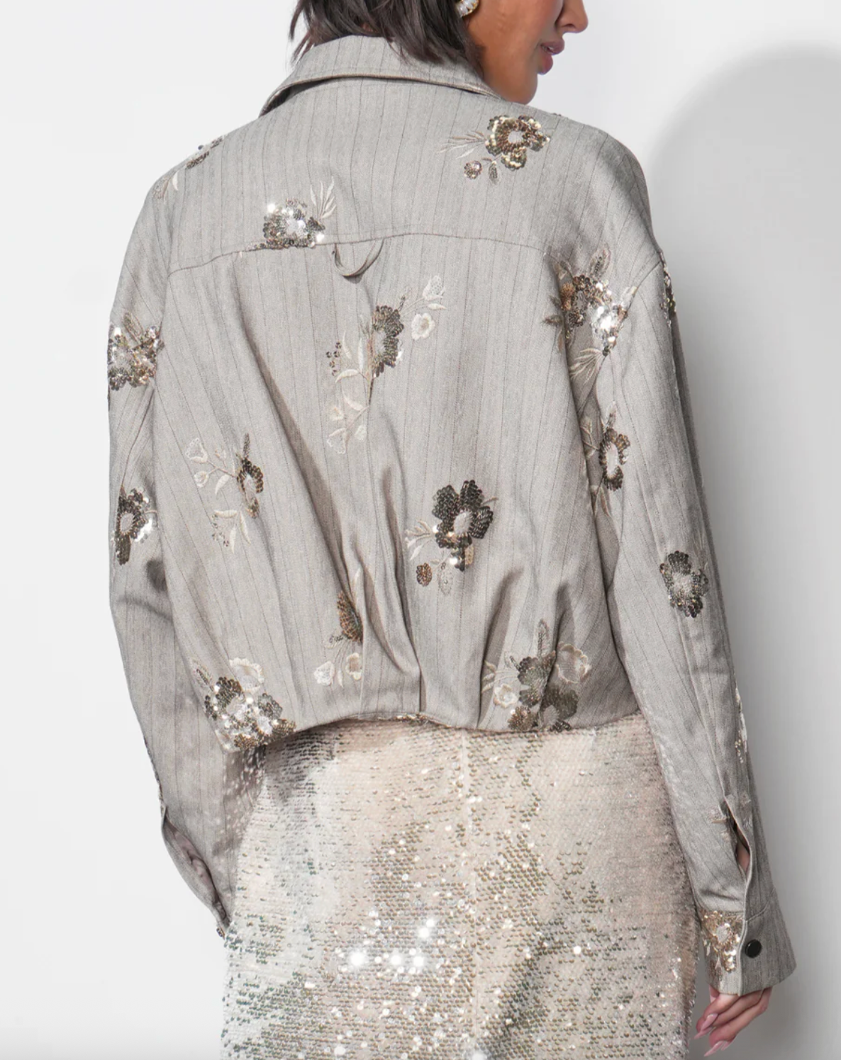 Brielle Zip Up Sequin Embroidered Jacket