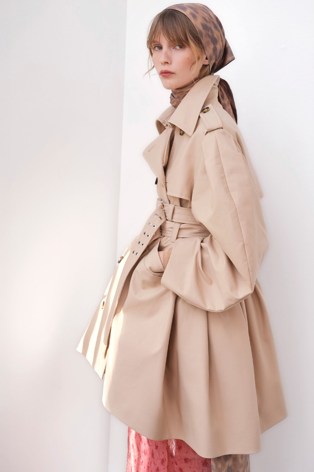 Double Cotton Peplum Trench