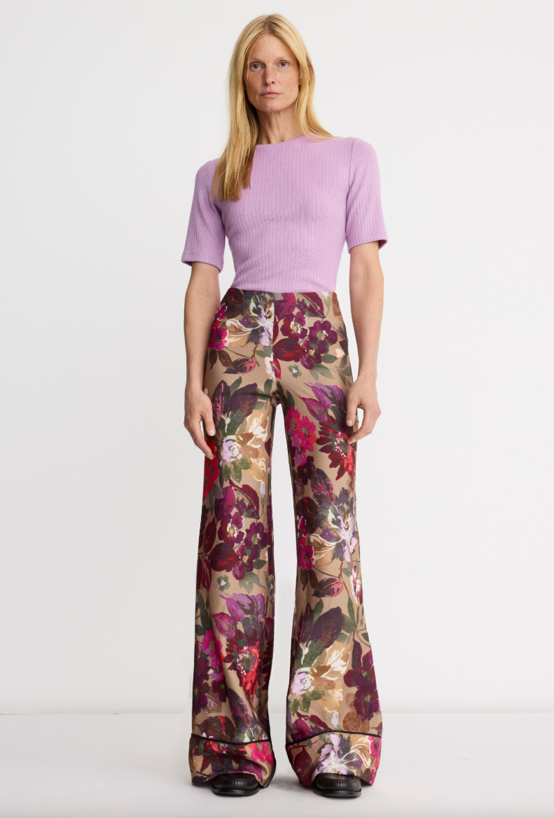 Piped Side Zip Palazzo Pant
