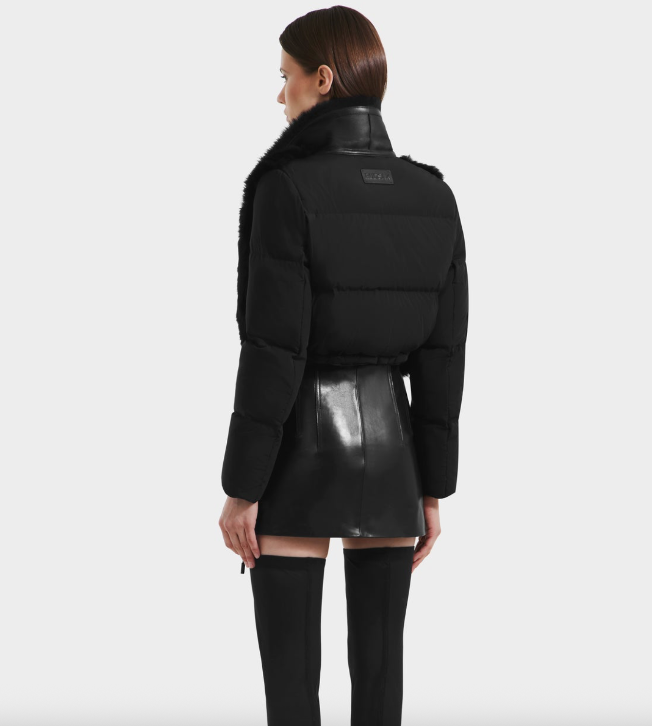 Lilah Cropped Fur Jacket with Nylon Back