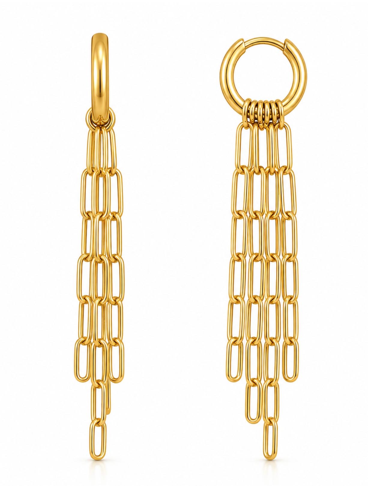 Olandria Drop Chain Huggie Hoop Earring