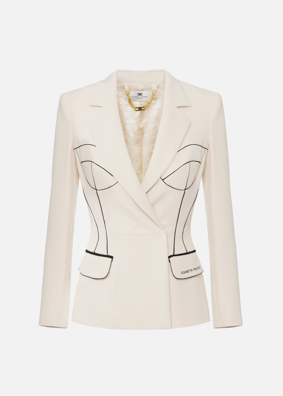 Crepe Jacket with Contrast Piping