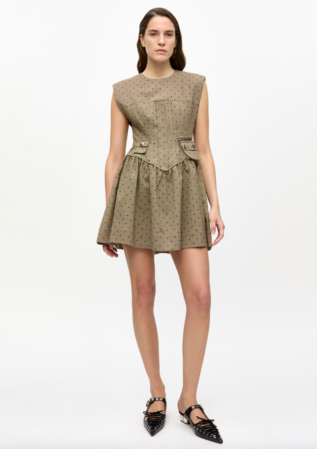 Flock Check Suiting Corset Mini Dress