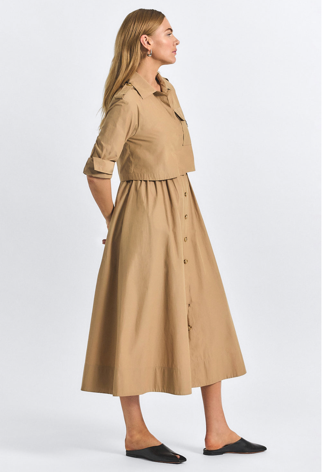 Janine Poly Cotton Poplin Trench Dress