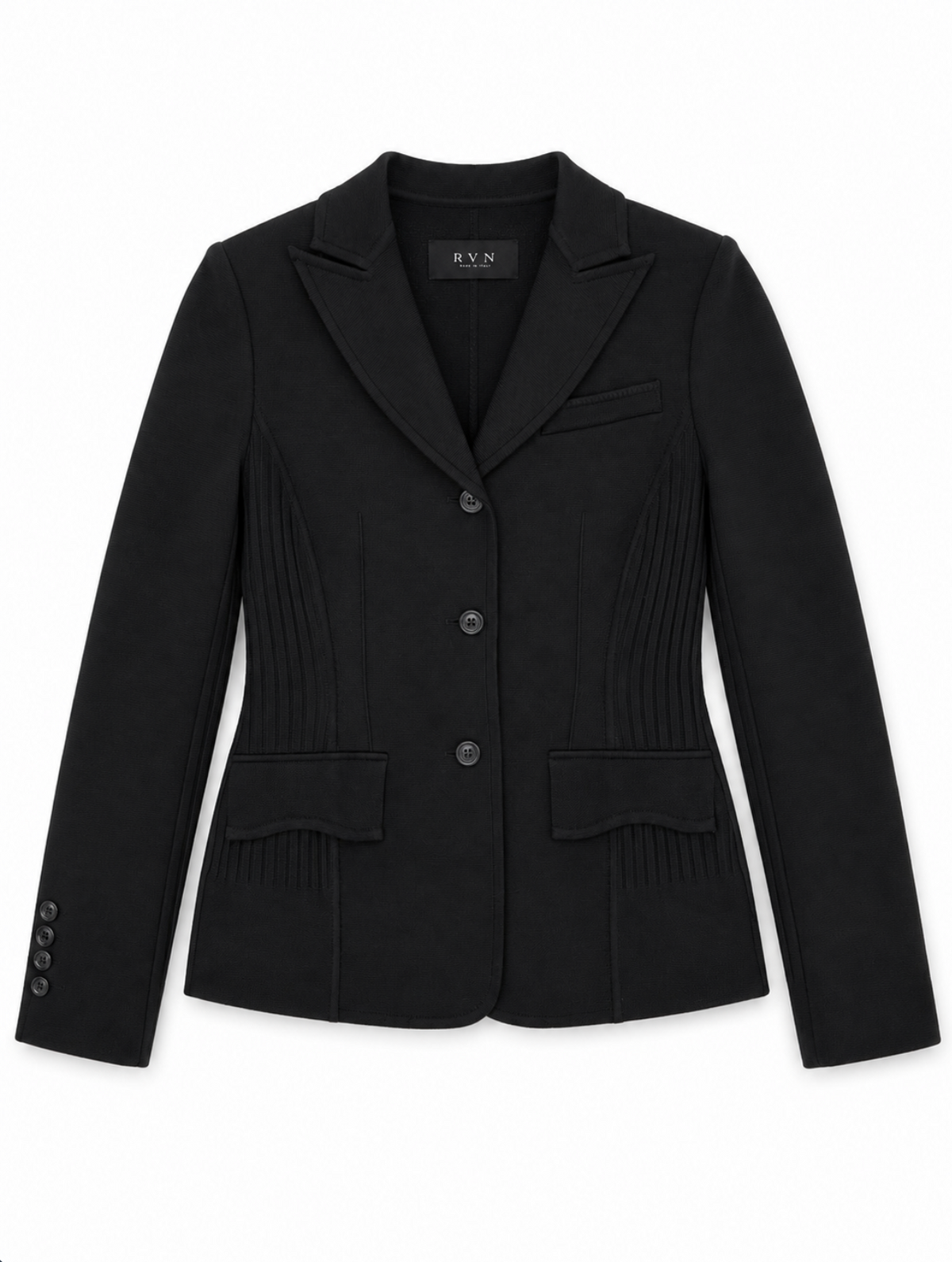 RVN NYC Dahlia 3 Button Fitted Jacket Black