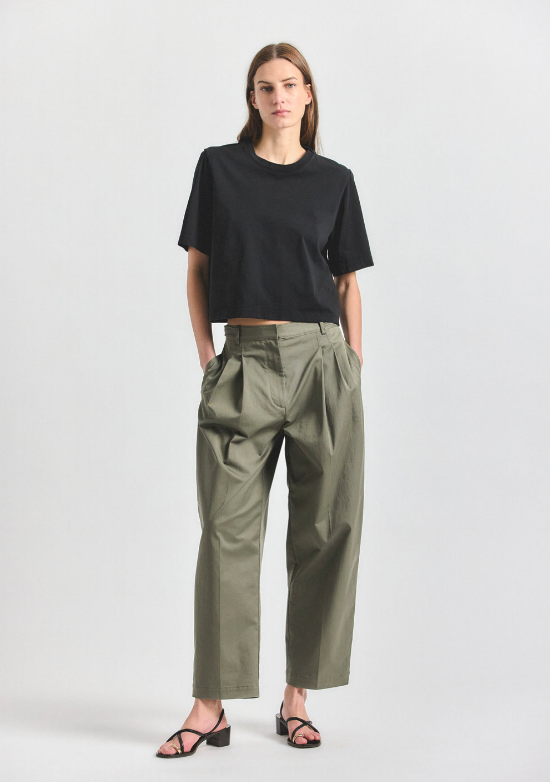 Asher Stretch Cotton Twill Pleated Trouser