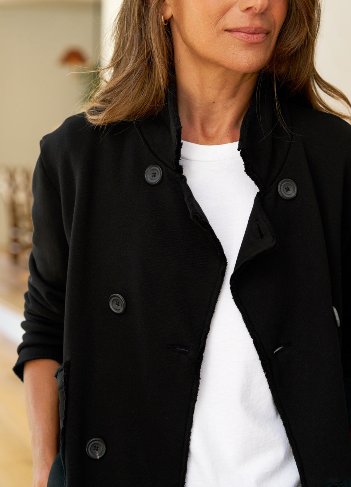 Mini Belfast Crop Peacoat in Triple Fleece