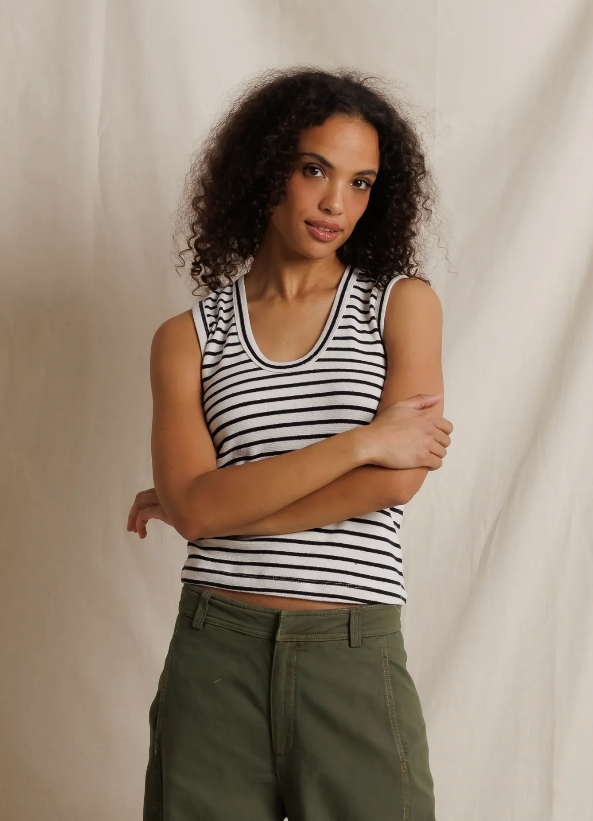Tracy Striped U-Neck Tank