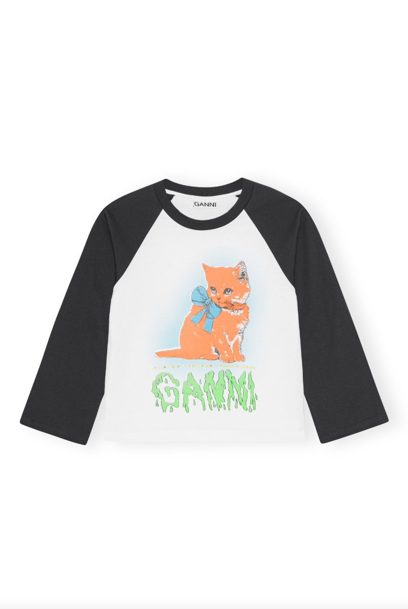 Basic Cotton Jersey Kitty Baby Fitted T-Shirt