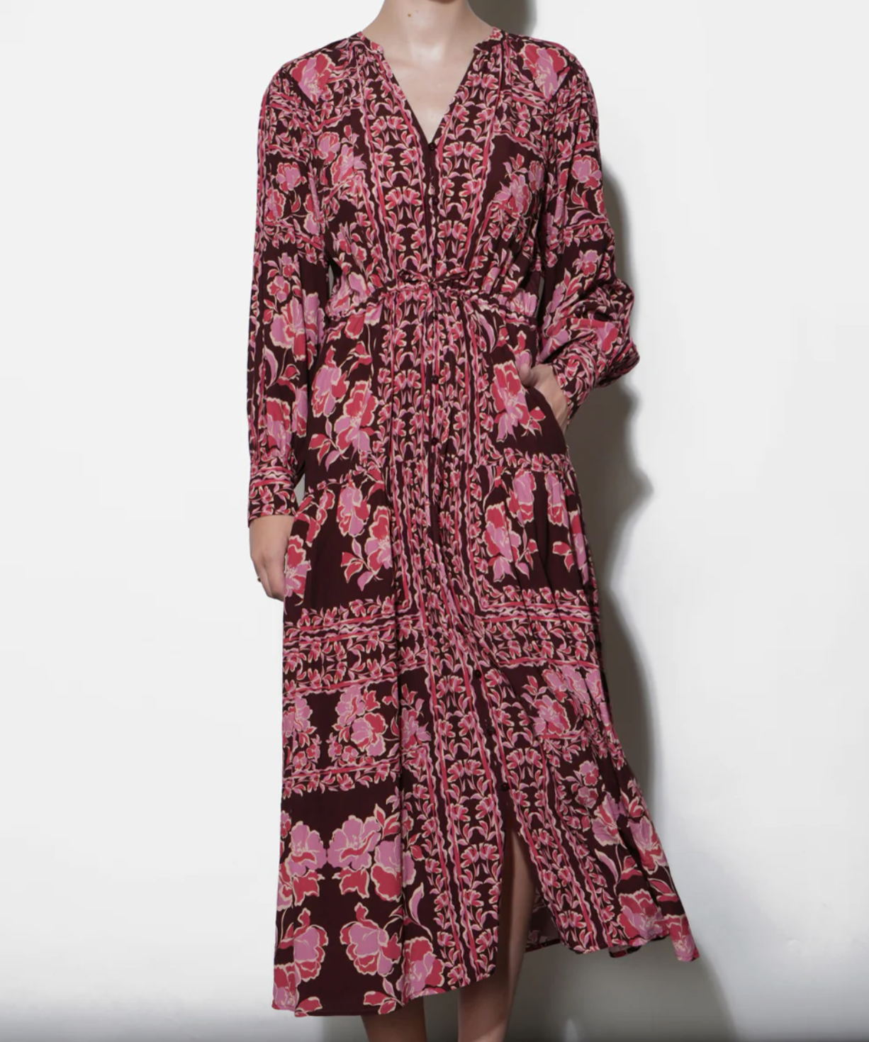 Petra Scarf Print Button Down Midi Dress