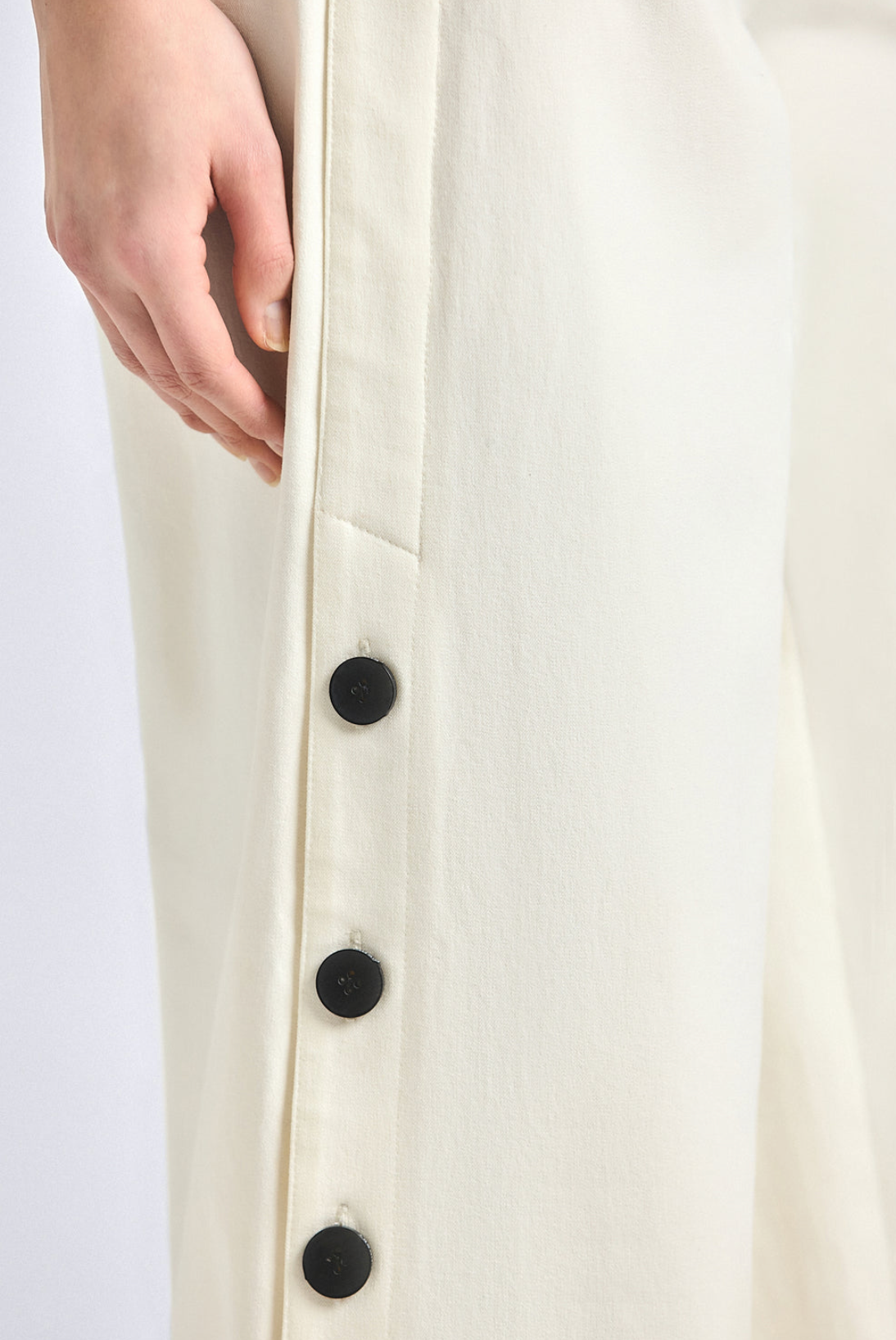 Tova Stretch Cotton Wide Leg Button Trouser