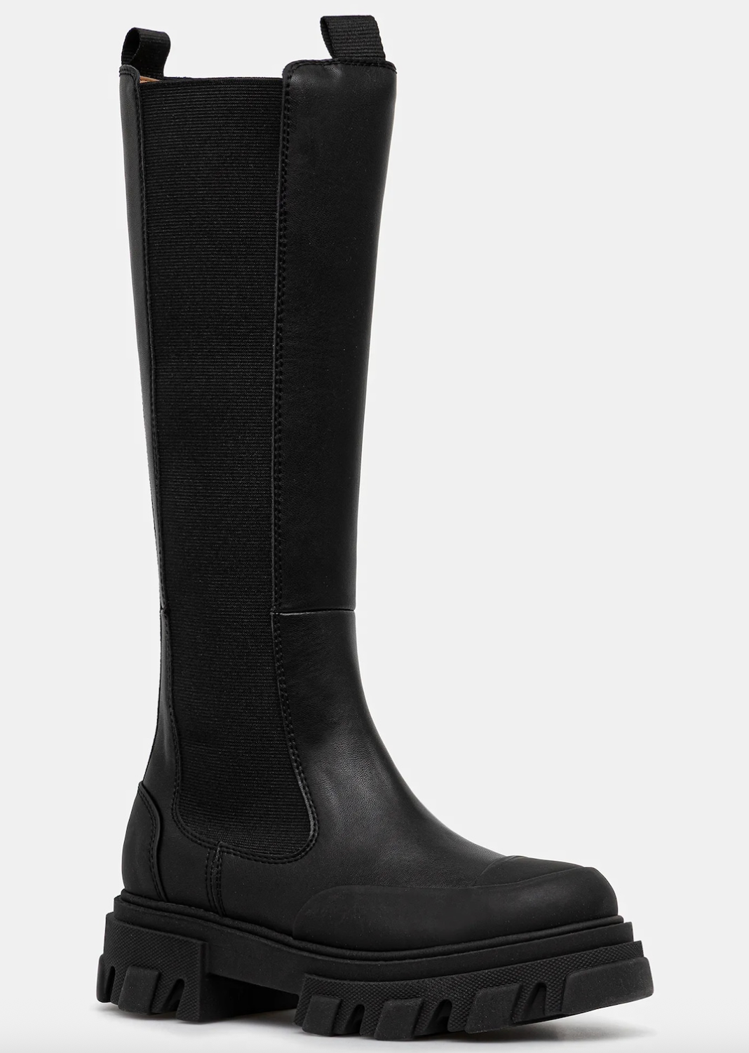 Cleated High Chelsea Boot Black Stitch