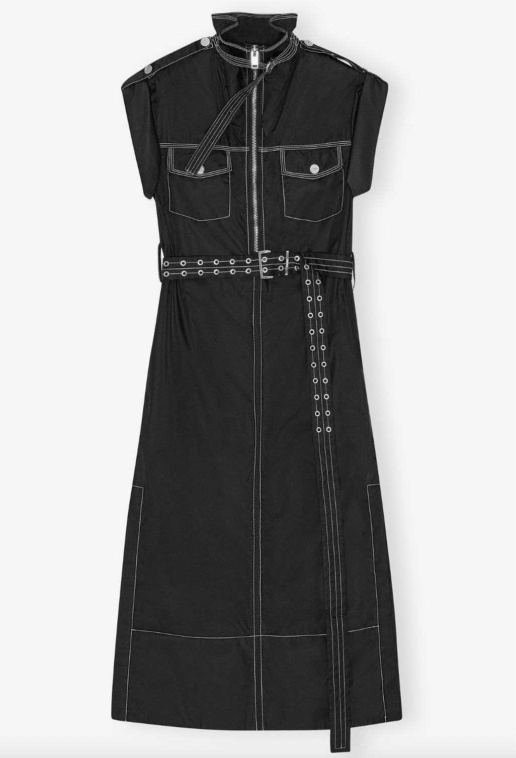 Duchesse Nylon Cowl Neck Long Dress