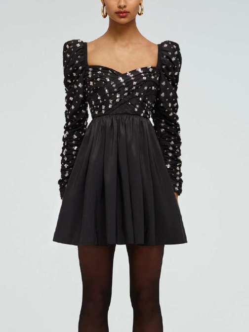 Cluster Sequin Taffeta Mini Dress