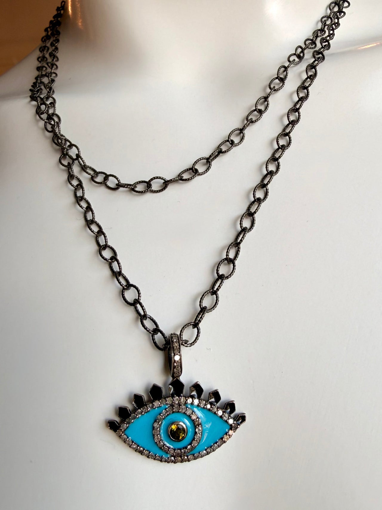 Enamel and Diamond Evil Eye