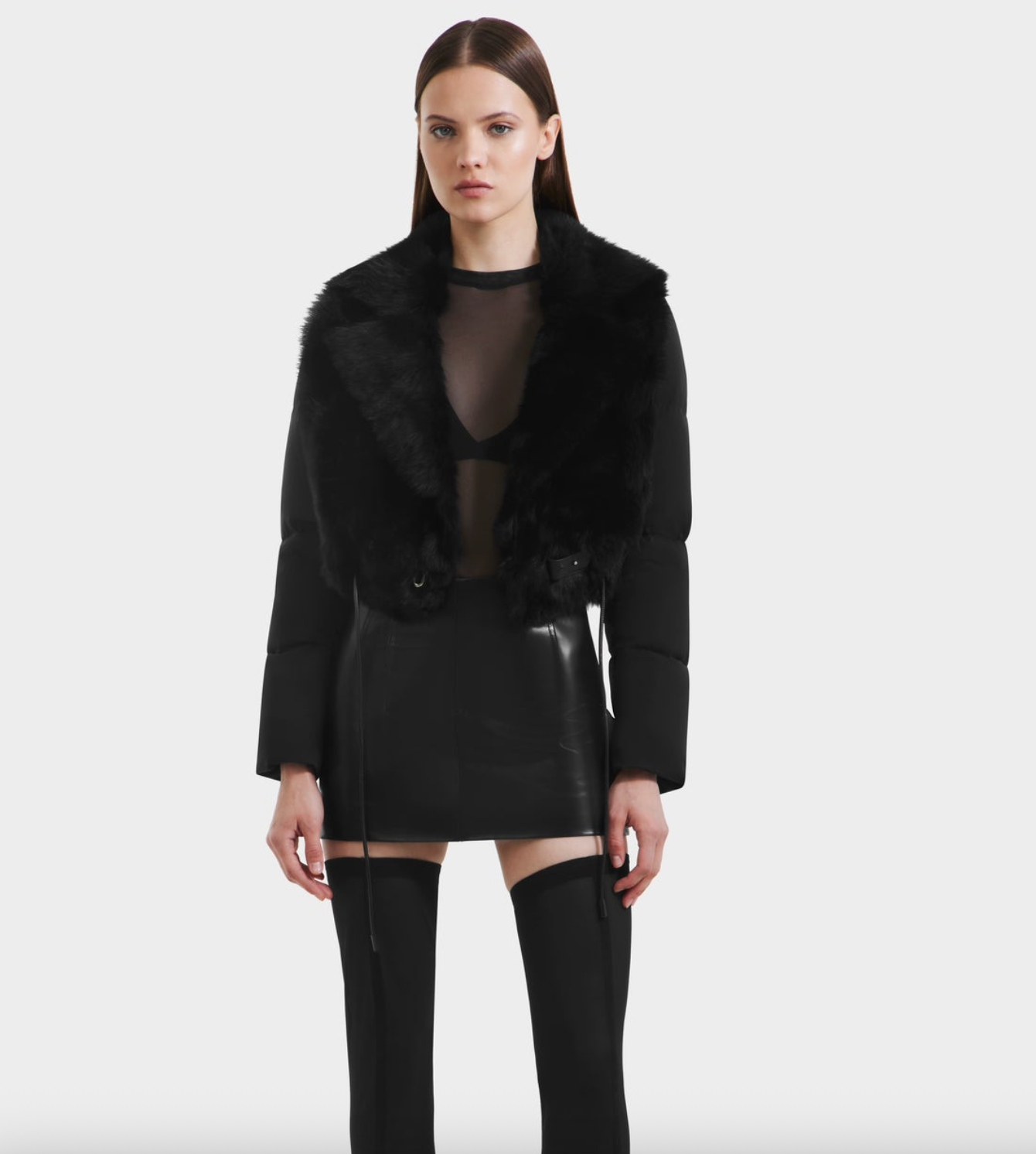 Lilah Cropped Fur Jacket with Nylon Back