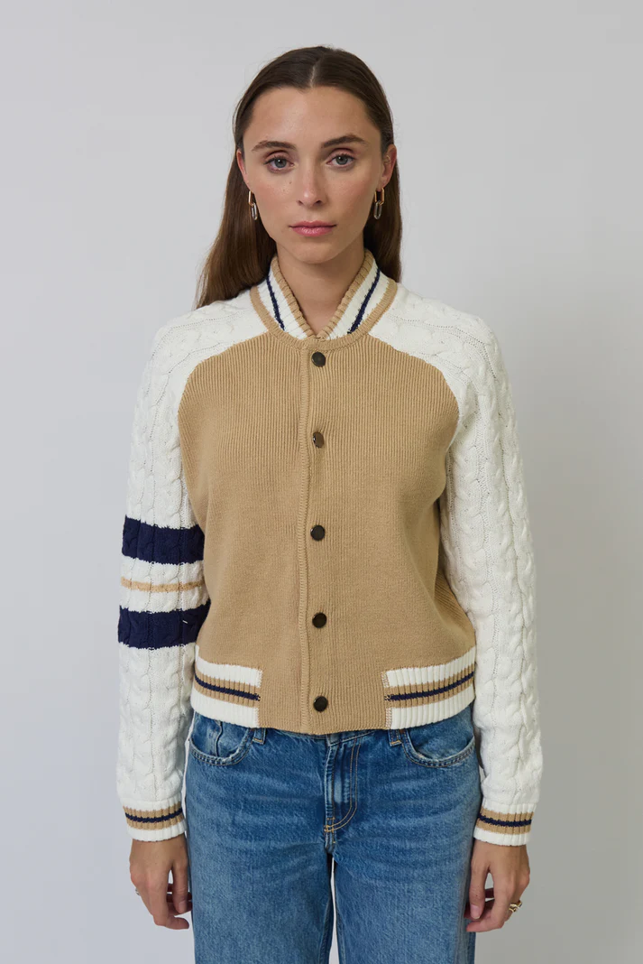 Chloe Cable Sleeve Knit Bomber