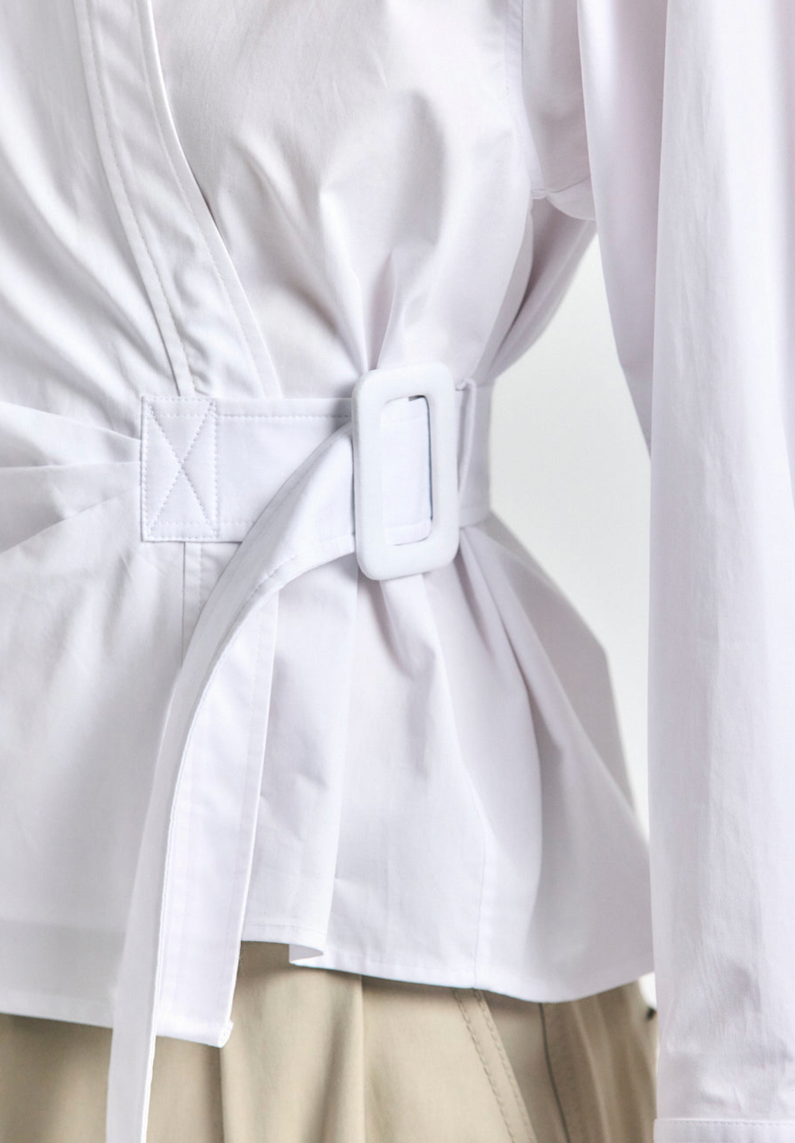 Gavin Soft Twill Cotton Shirting Long Sleeve Wrap Top