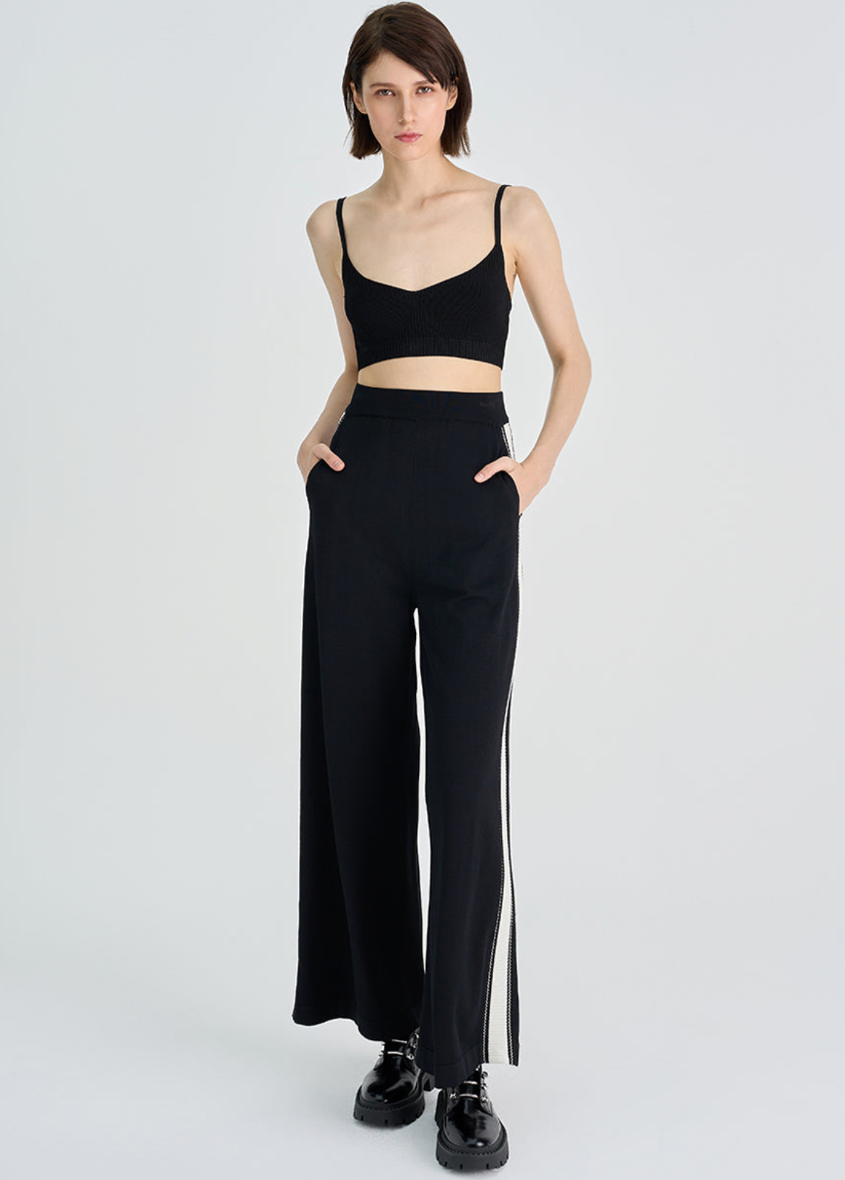 Rhea Side Ribbed Wide Pants