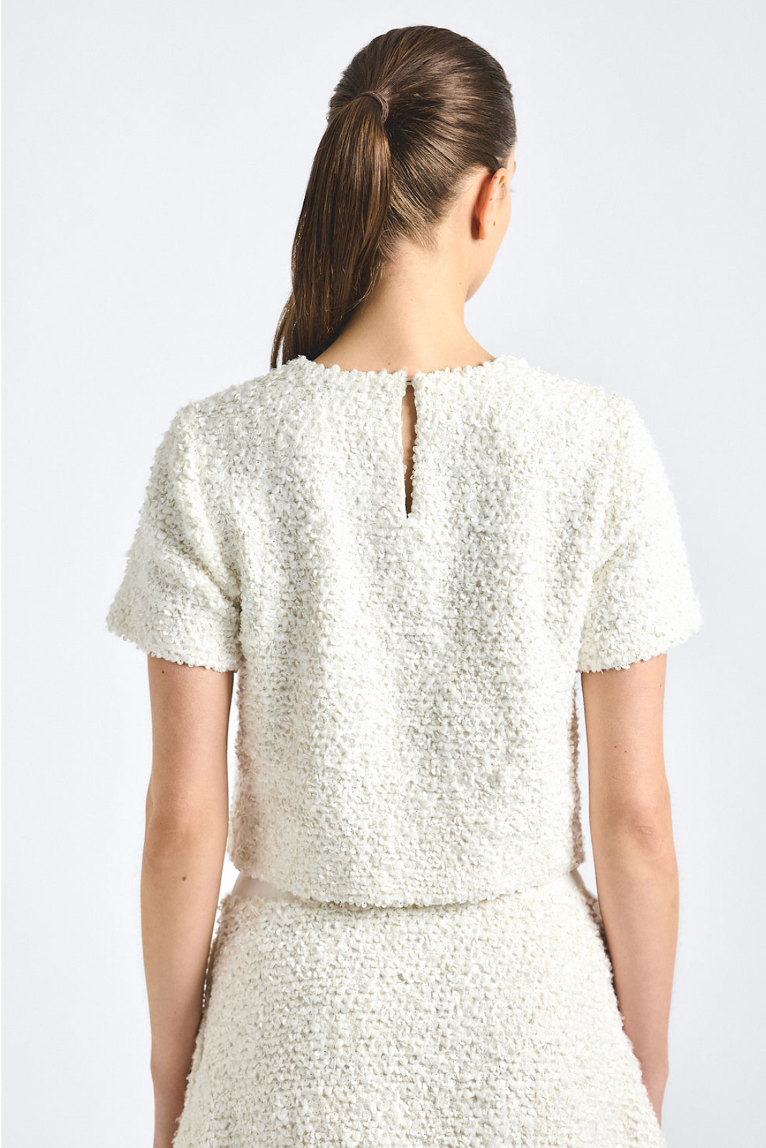 Syrena Paillette Boucle Cropped Boxy Tee