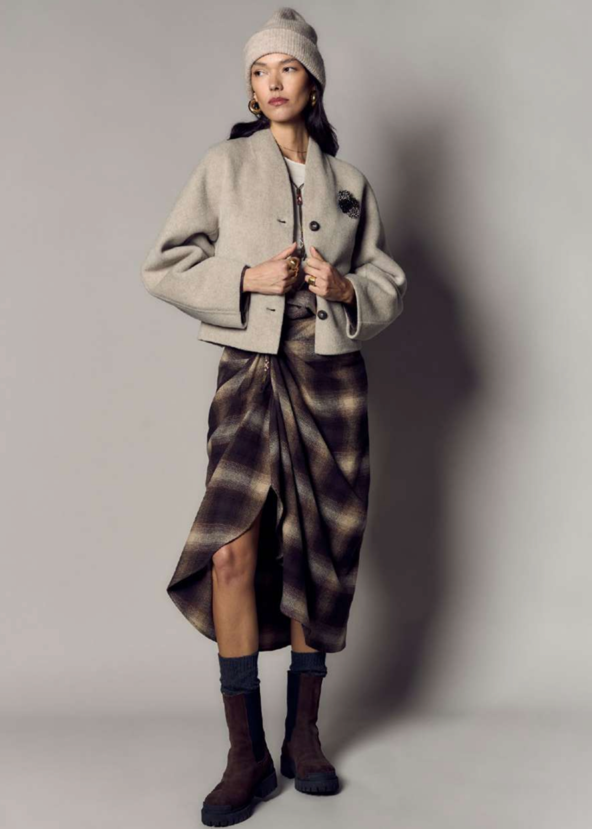 Checkered Skirt with Charm