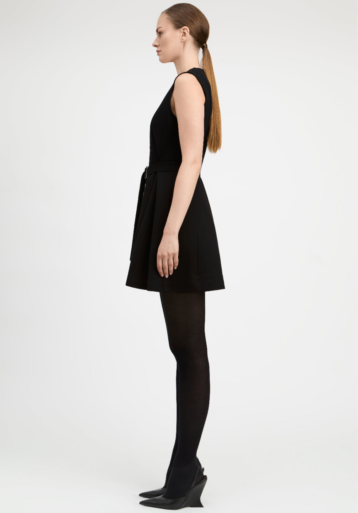 Viscose Blend Ponte Zip Front Sleeveless Dress