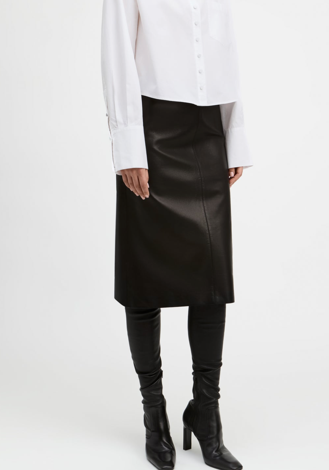 Paper Leather Pencil Skirt