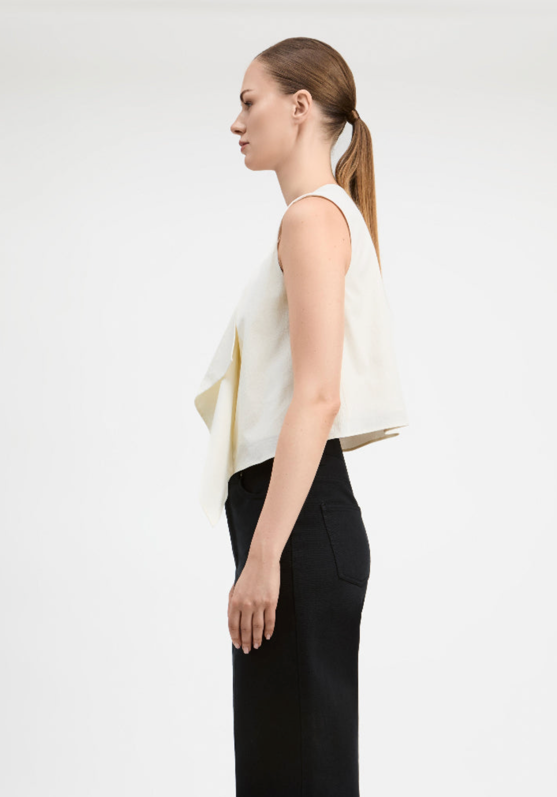 Creased Cotton Origami Pleated Shell Top