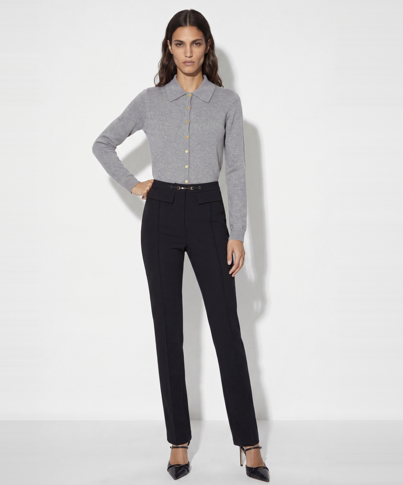 ELISABETTA FRANCHI Bootcut Trouser in Double Crepe 