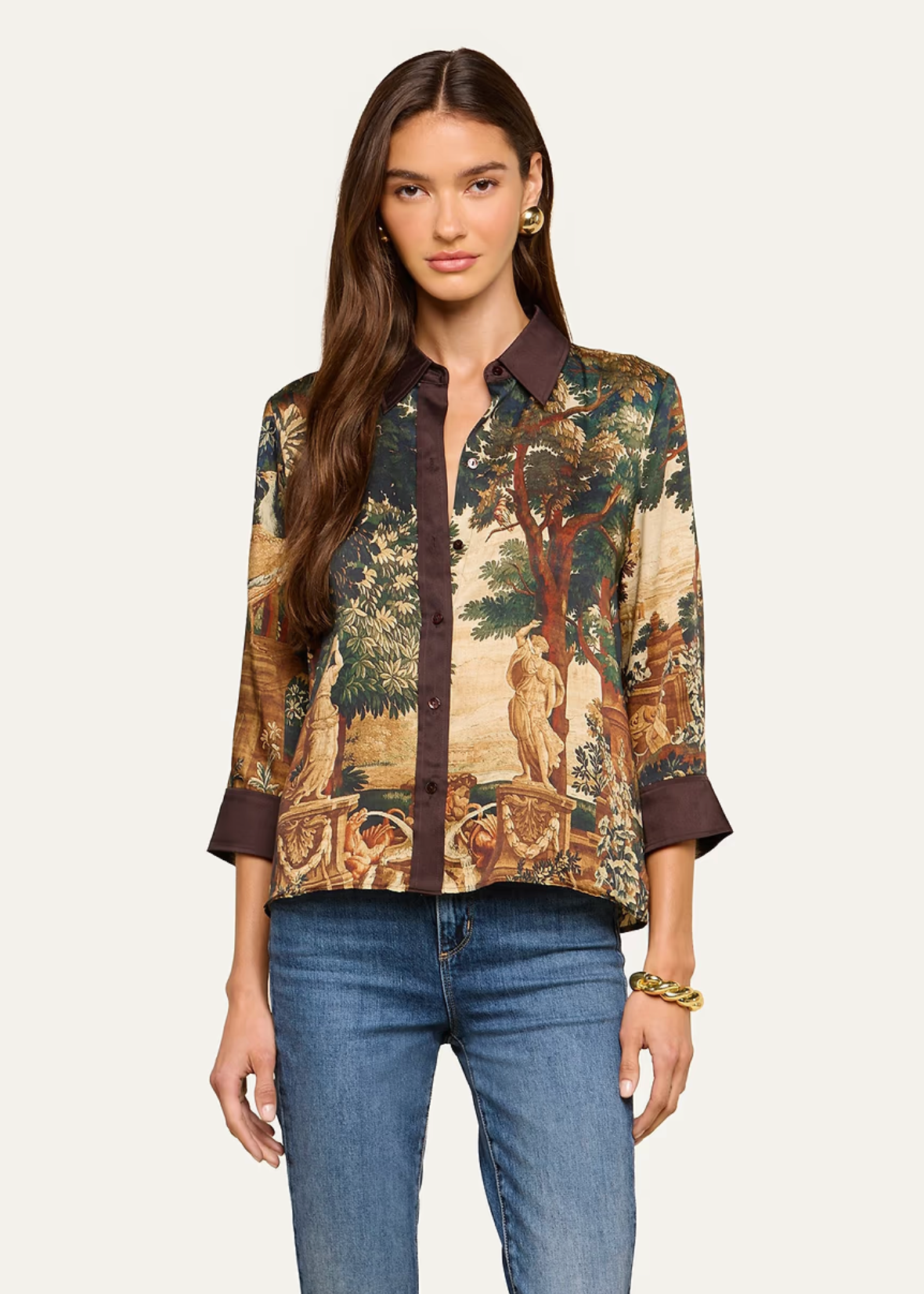 Eulalie Print Placement Blouse