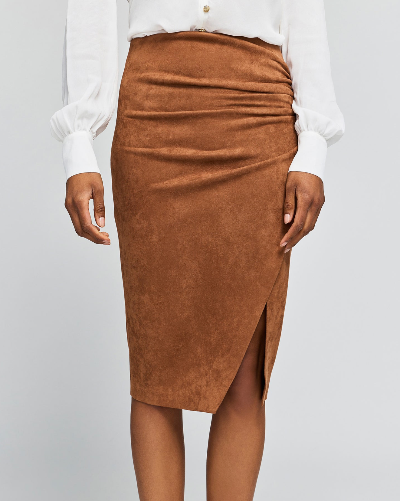 GENERATION LOVE Gina Vegan Leather Skirt Tawny 