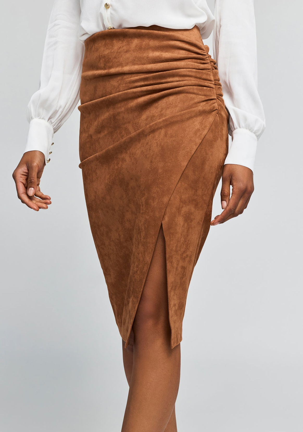 GENERATION LOVE Gina Vegan Leather Skirt Tawny 