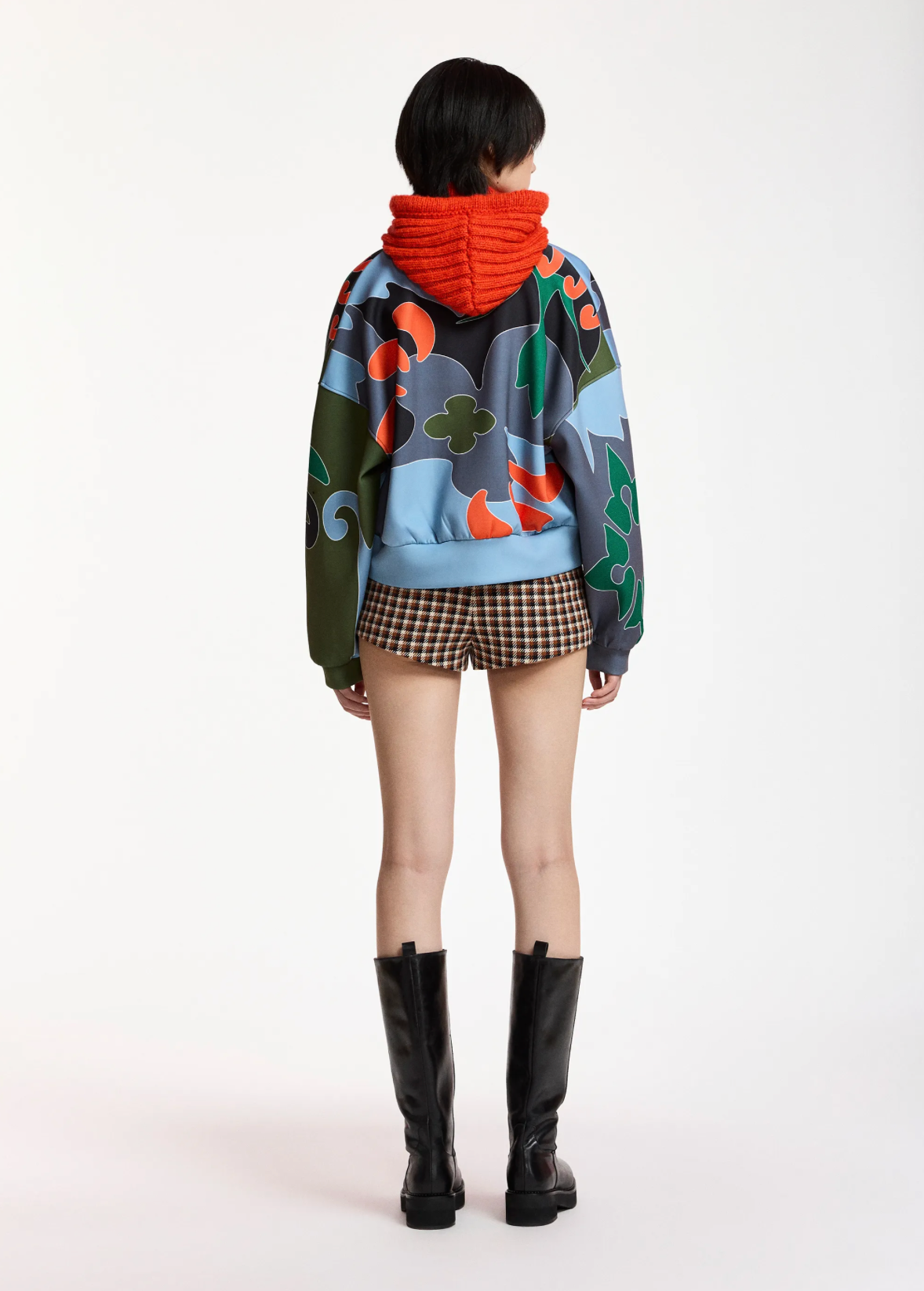Kiva Placed Print Bomber cropped jacket back view