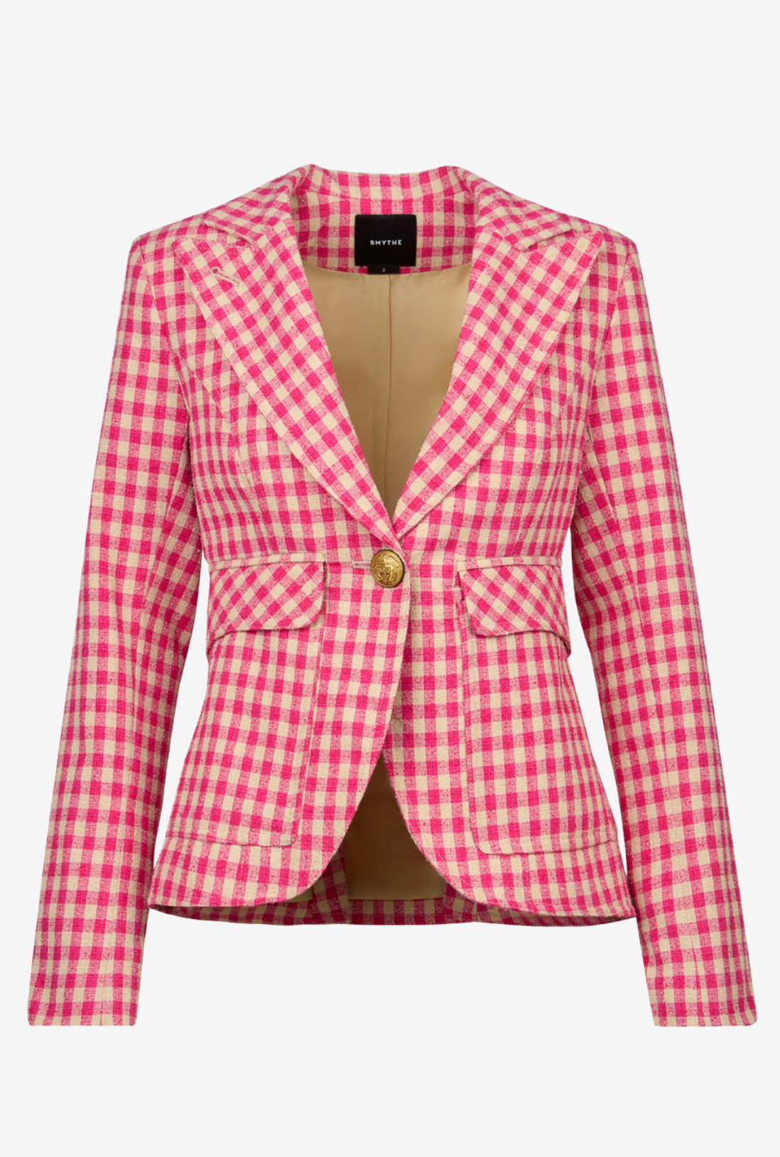 Smythe PATCH POCKET ONE BUTTON BLAZER Pink Check 