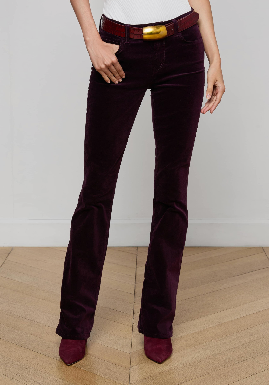 Stevie High Rise Velvet Straight