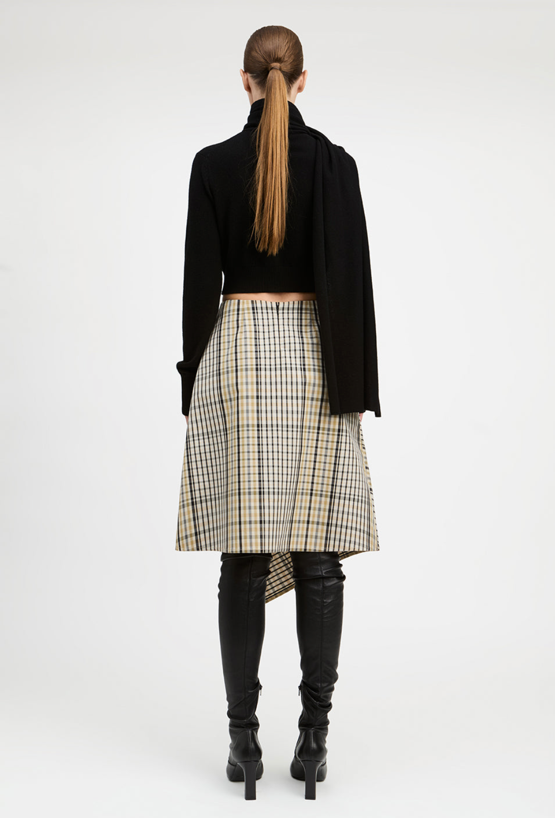 Wool Cashmere Cardigan with Built in Scarf Wrap