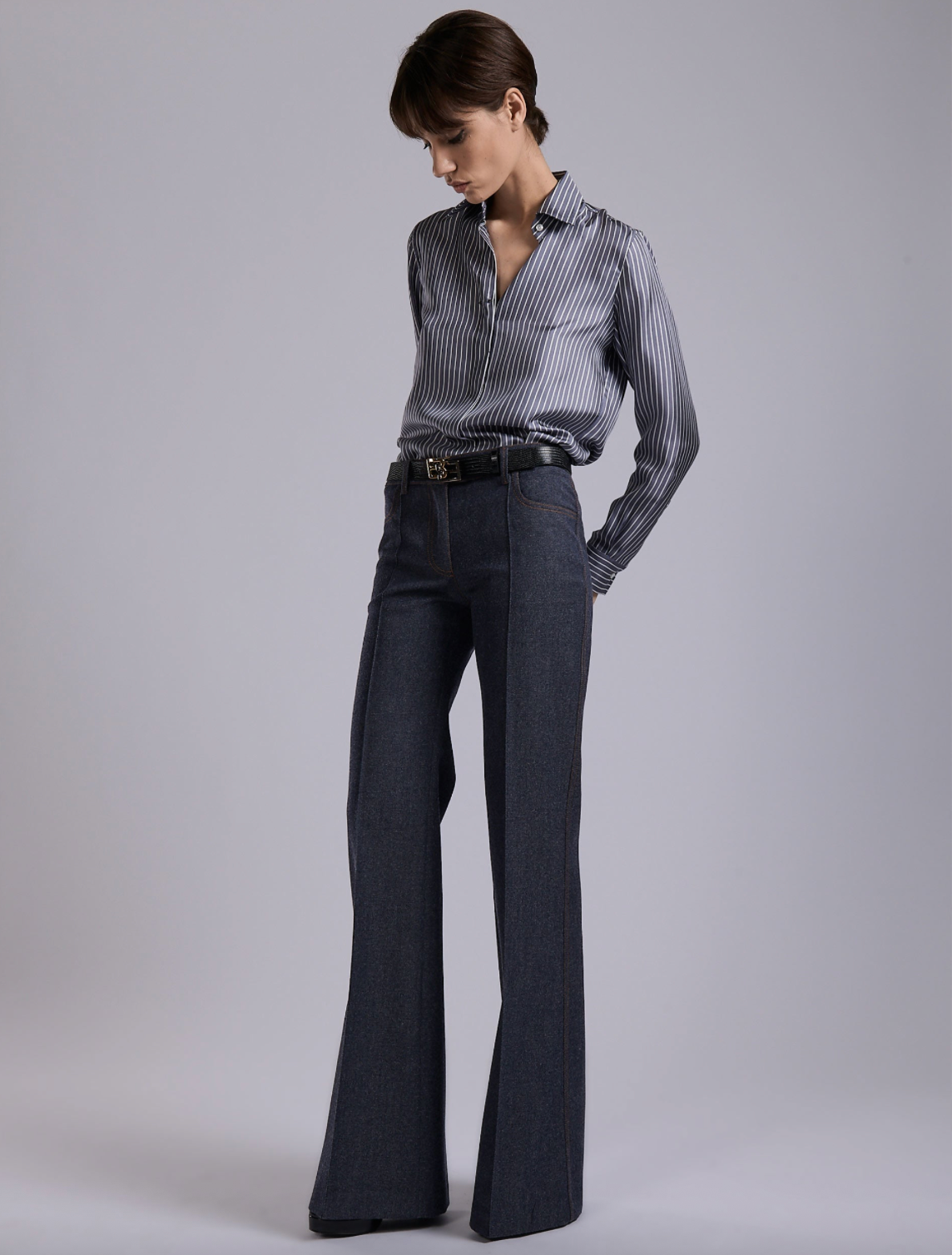 Pintuck Detail Straight Trouser