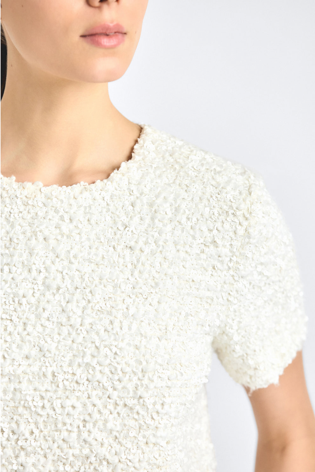Syrena Paillette Boucle Cropped Boxy Tee