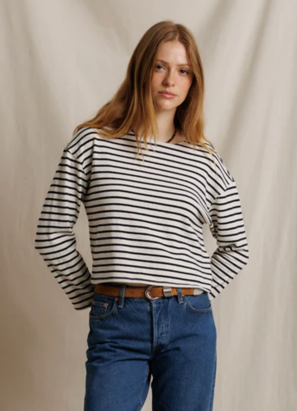 Jenna Striped Boatneck Long Sleeve