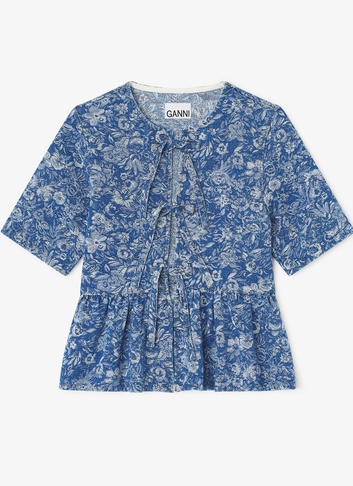 Tapestry Denim Peplum Blouse