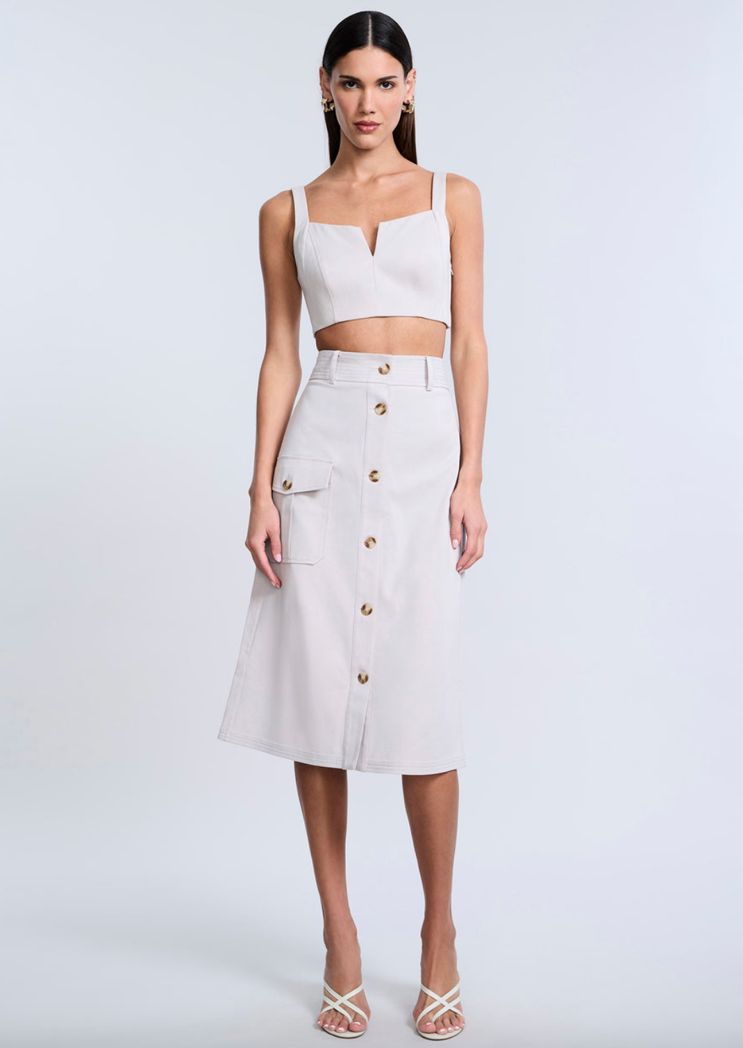 Button Front Cargo Skirt
