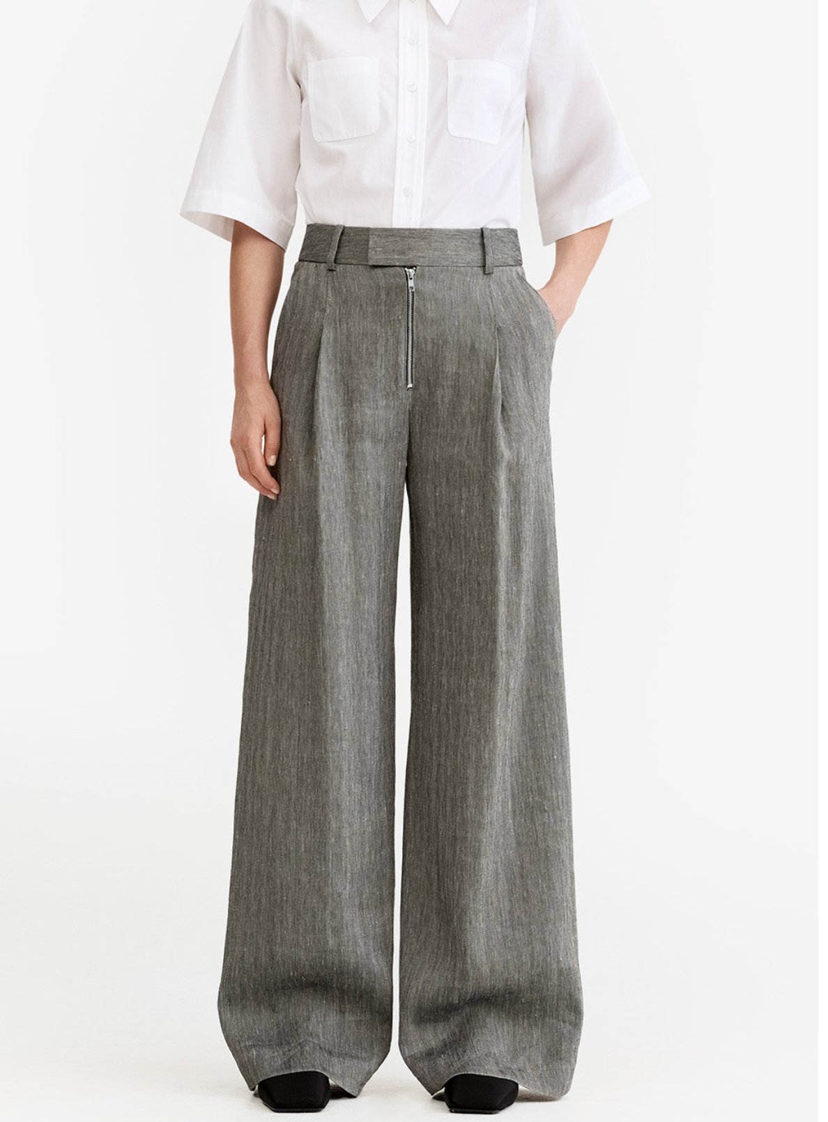 Exposed Zip Pleated Pant