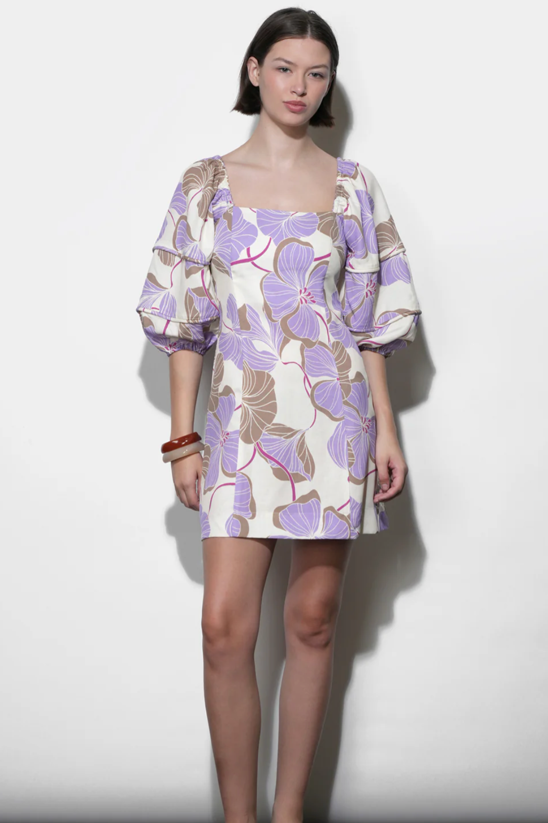 Emery Bubble Sleeve Piped Mini Dress