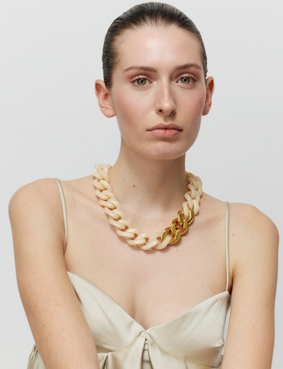 Flat Chain Necklace with Gold