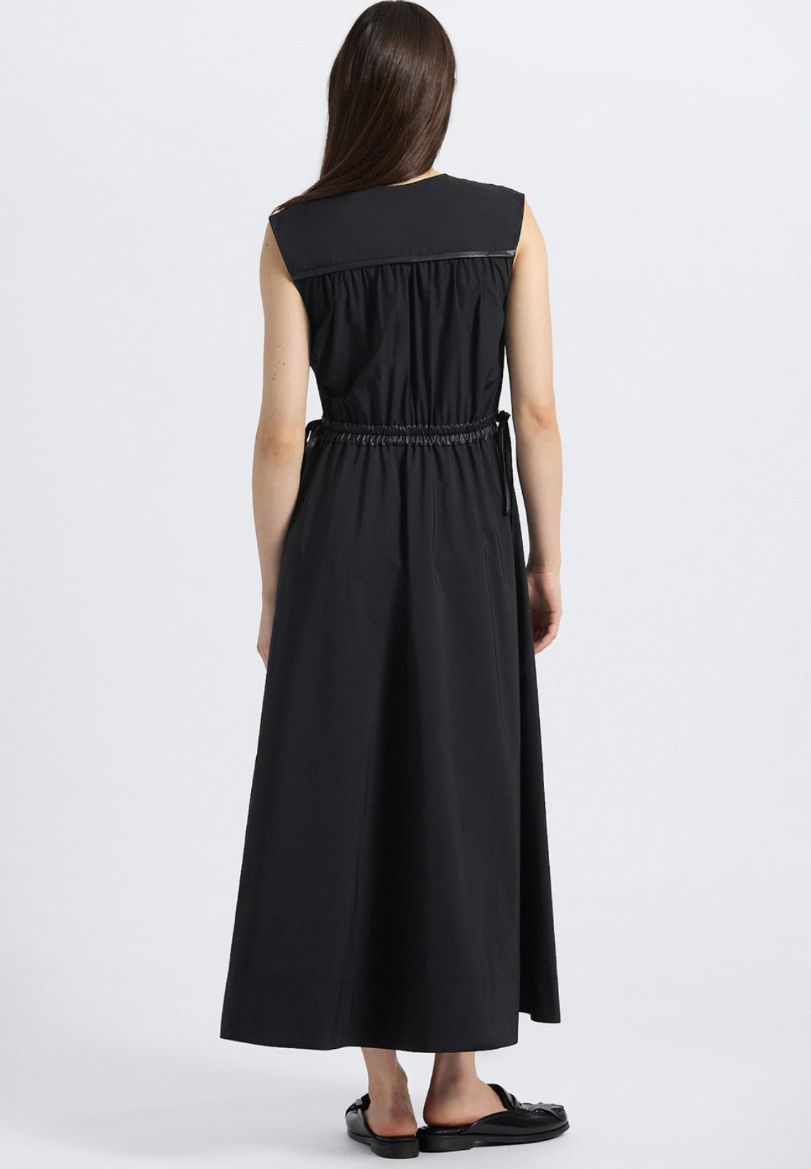 Eros Leather Trim Poly Cotton Poplin Dress