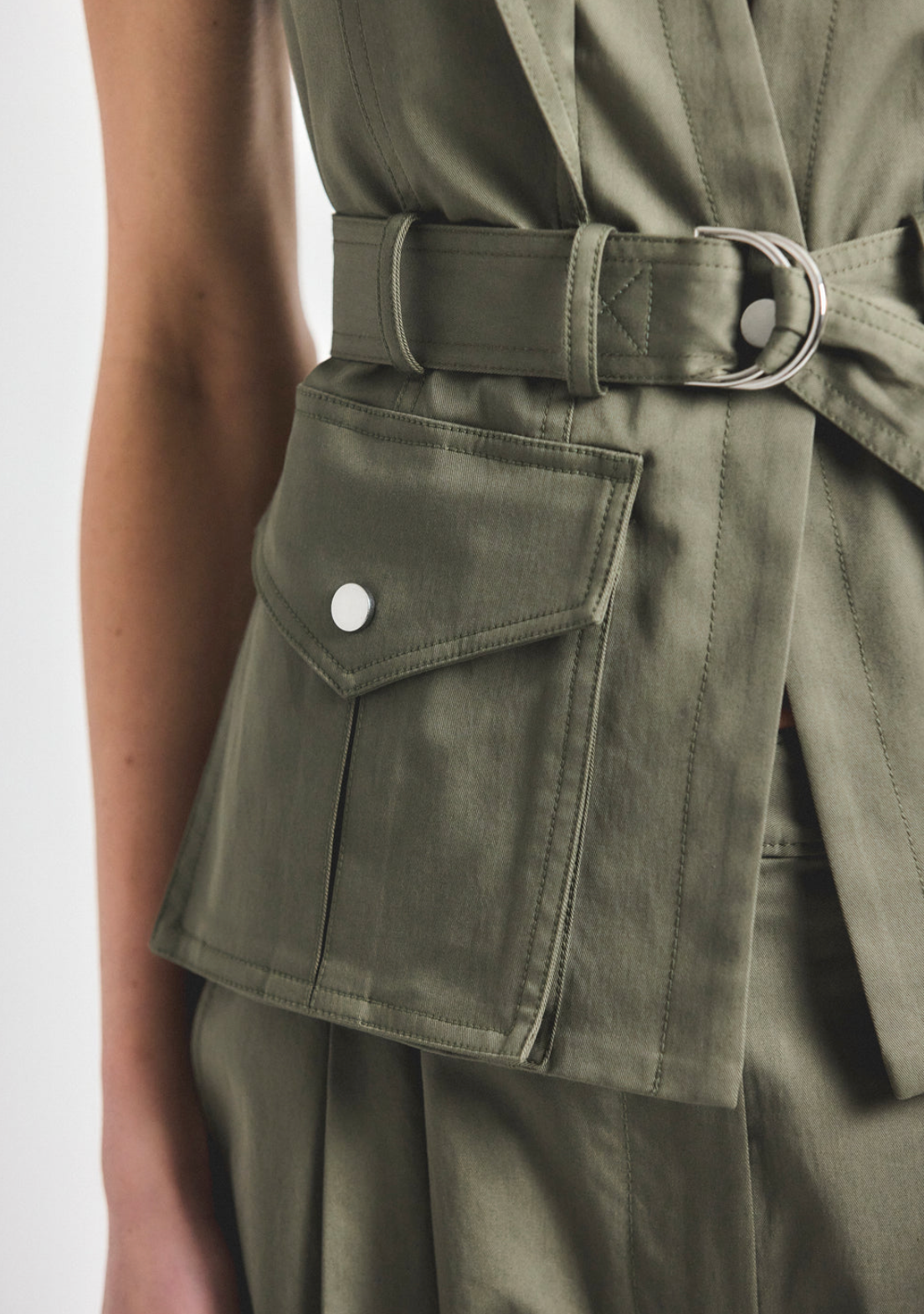 Scottie Stretch Cotton Twill Belted Vest