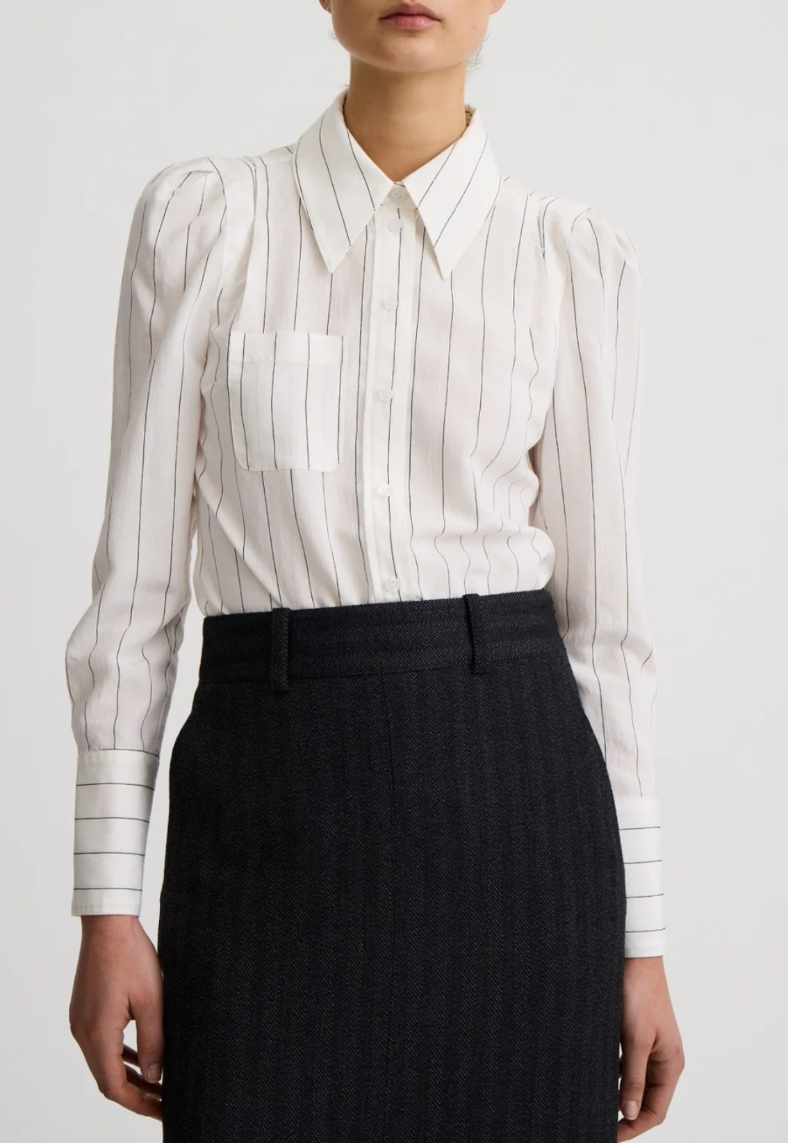 Neck Tie Box Pleat Shirt