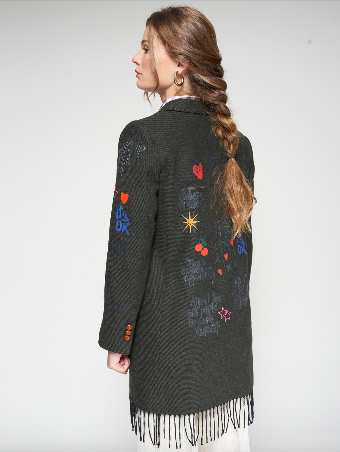 Fringe Blazer with Embroidery