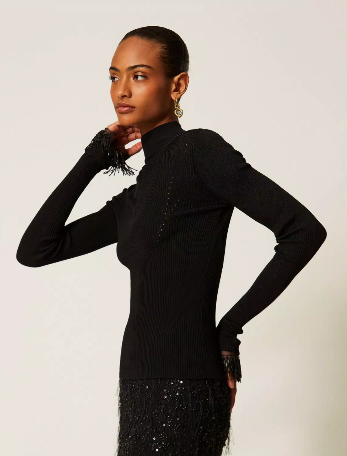 Sleeve Detail Turtleneck